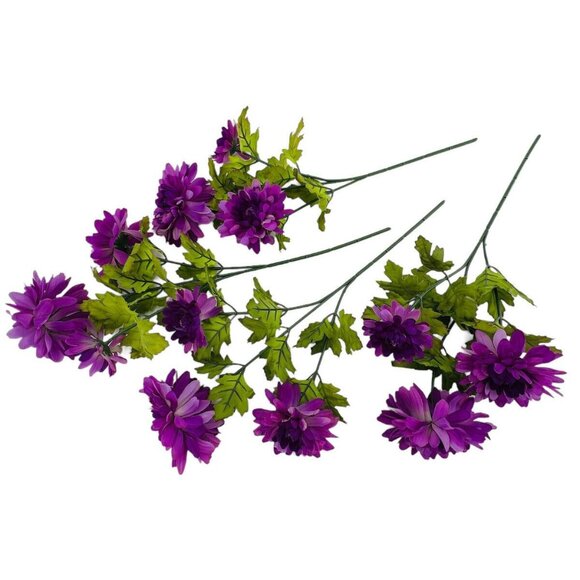 Artificial Flower Purple Pink Multi Bouquet Roses Mums Hydran Cattail Clematis - Picture 12 of 16